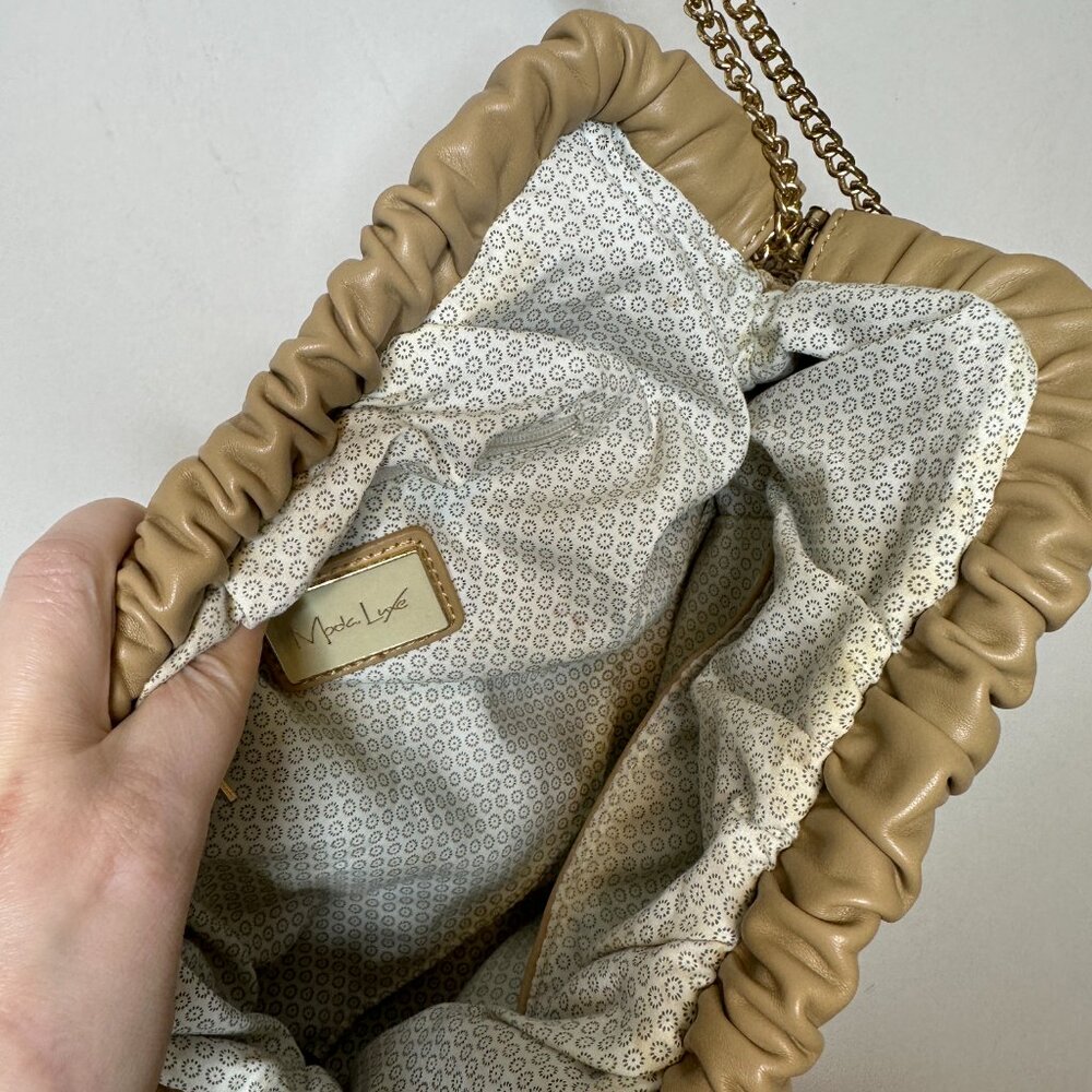 Moda Luxe Delvina Clutch Vegan Leather / Straw Gold Chain - Picture 6 of 9